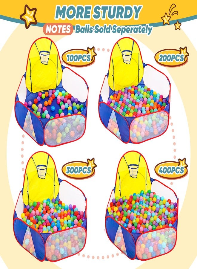 Eocolz Kids Ball Pit Large Pop Up Childrens Ball Pits Tent for Toddlers Playhouse Baby Crawl Playpen with Basketball Hoop and Zipper Storage Bag, 4 Ft/120CM, Balls Not Included (Blue Yellow Red) - Image 5